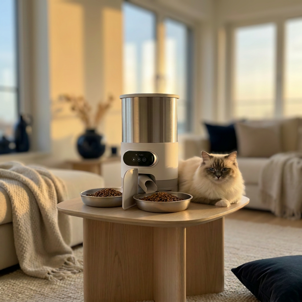 PawHaven Smart Feeder mit Katze